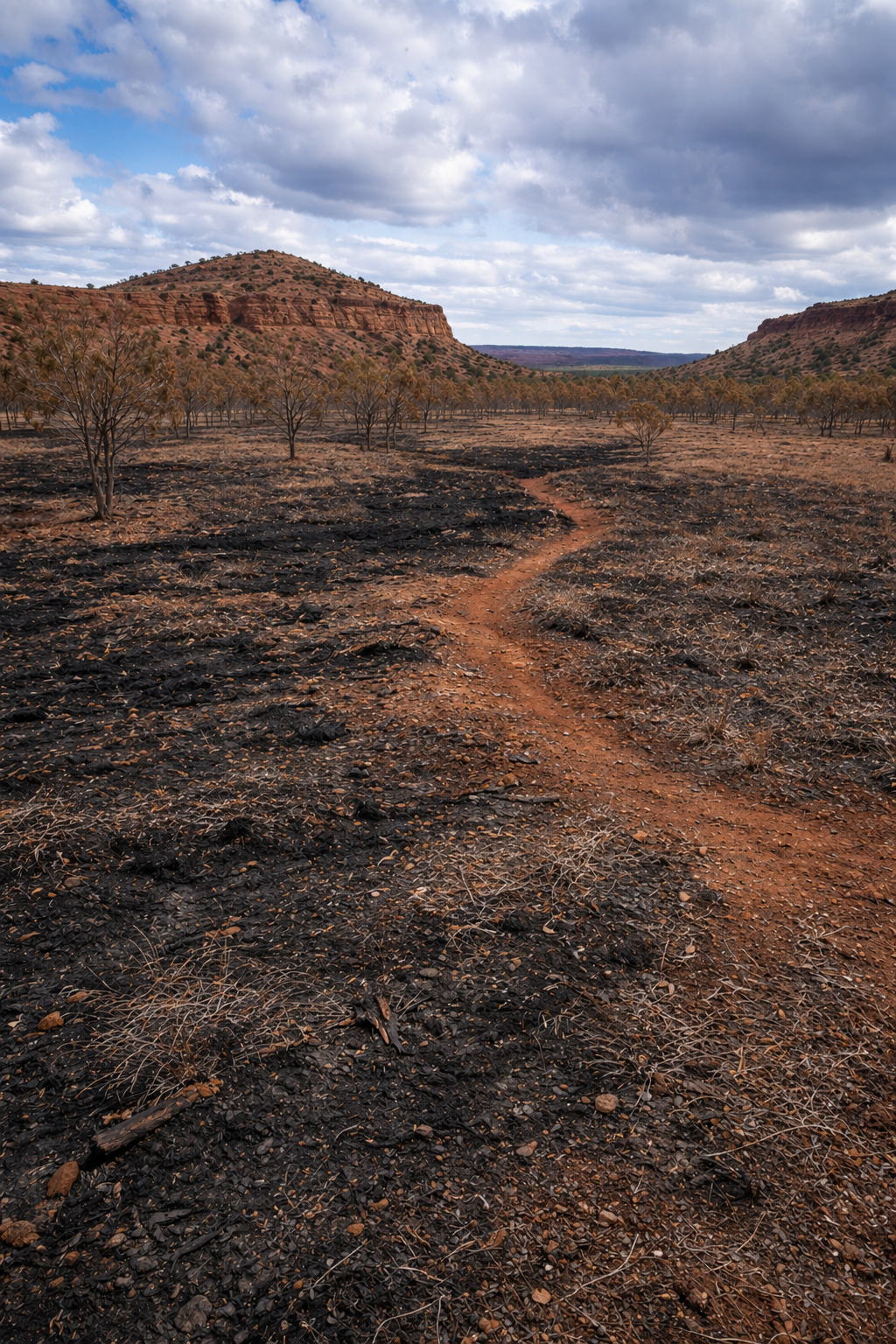 Before drone seeding - dry, low vegetation landscape